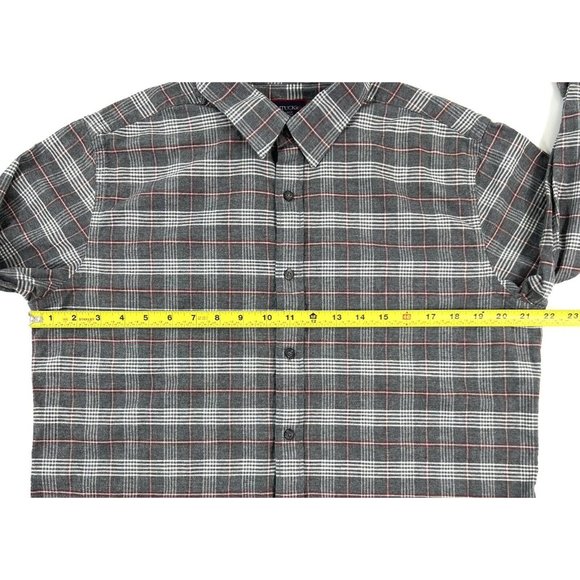 Untuckit Hazlitt Flannel Shirt Mens Large Slim Fit Gray Red Plaid Long Sleeve - Picture 11 of 14